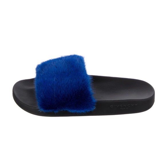 Givenchy Shoes - Givenchy Mink Slides Electrical Blue